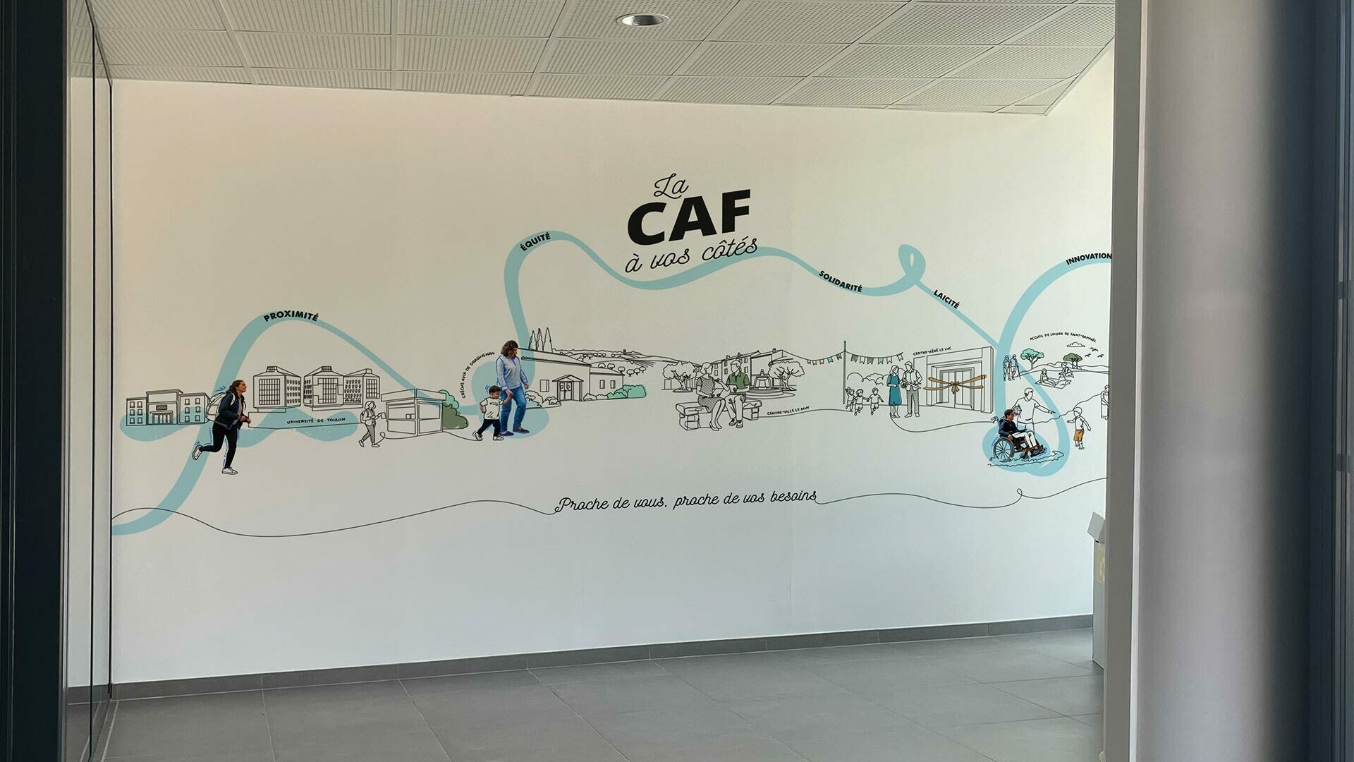 CAF du Var — Signalétique et habillage mural